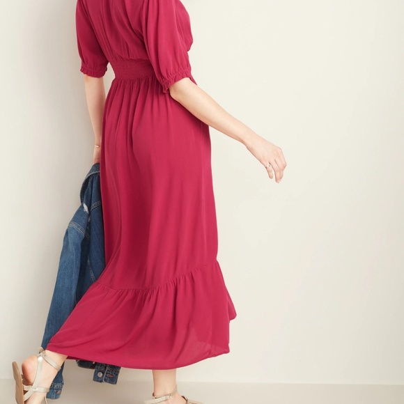 Old Navy Waist-Defined Wrap-Front Crepe Midi New - Picture 5 of 7